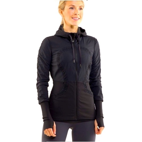 LULULEMON Dance Studio Reversible Hooded Athletic Jacket Black Size 6 - Picture 1 of 12